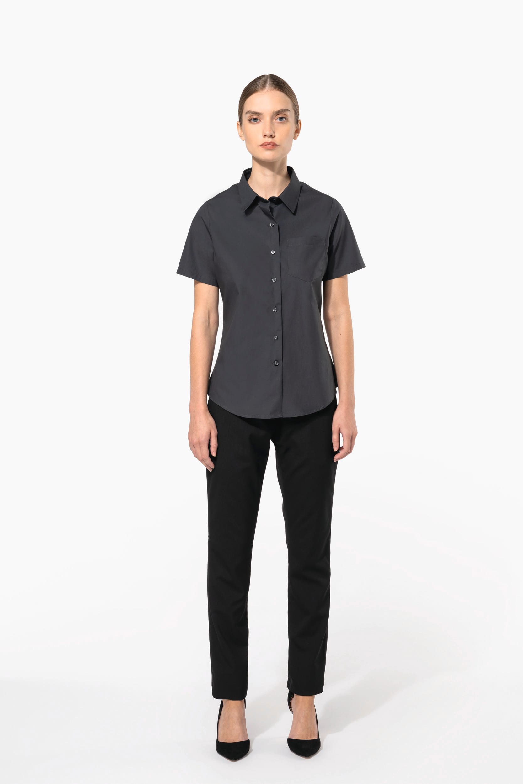 Chemise femme manches courtes sans repassage - Kariban K544 - Broderie personnalisée Nozac