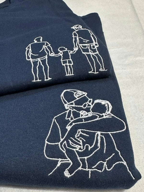 T-Shirt Brodé avec Photo Personnalisée, T-Shirt Unisexe à Col Rond avec Broderie Stylisée de Photo Personnalisée